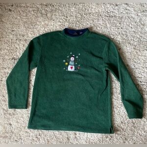 Croft & Barrow Green Long Sleeve women Tee with Snowman